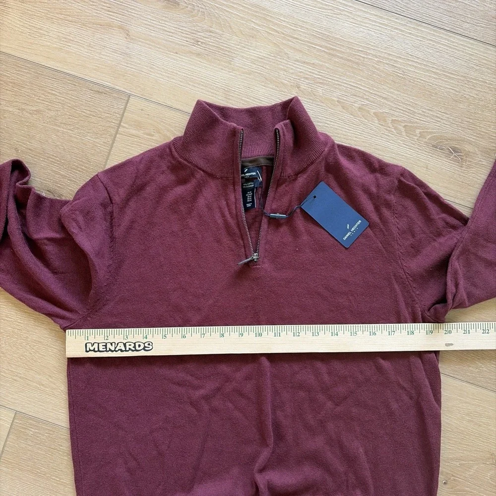 NWT Daniel Hechter Paris Quarter Zip Men's Size Medium cotton Cashmere Maroon